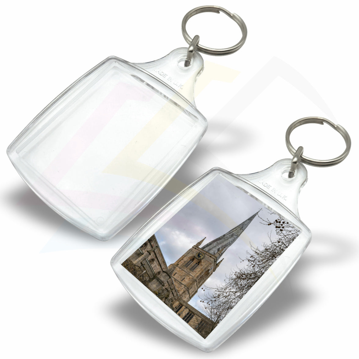 A5 Rectangular 45x35mm Photo Insert Acrylic Keyring - Blank or Printed - Pack of 50
