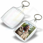 A5-10 Rectangular 45x35mm Photo Insert Acrylic Keyring - Blank or Printed - Pack of 10