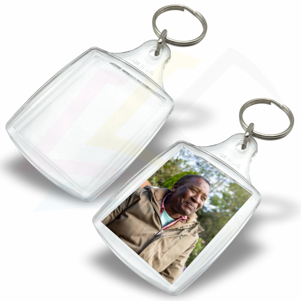 A5-10 Rectangular 45x35mm Photo Insert Acrylic Keyring - Blank or Printed - Pack of 10