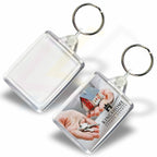 A6 Rectangular 45x35mm Photo Insert Acrylic Keyring - Blank or Printed - Pack of 50