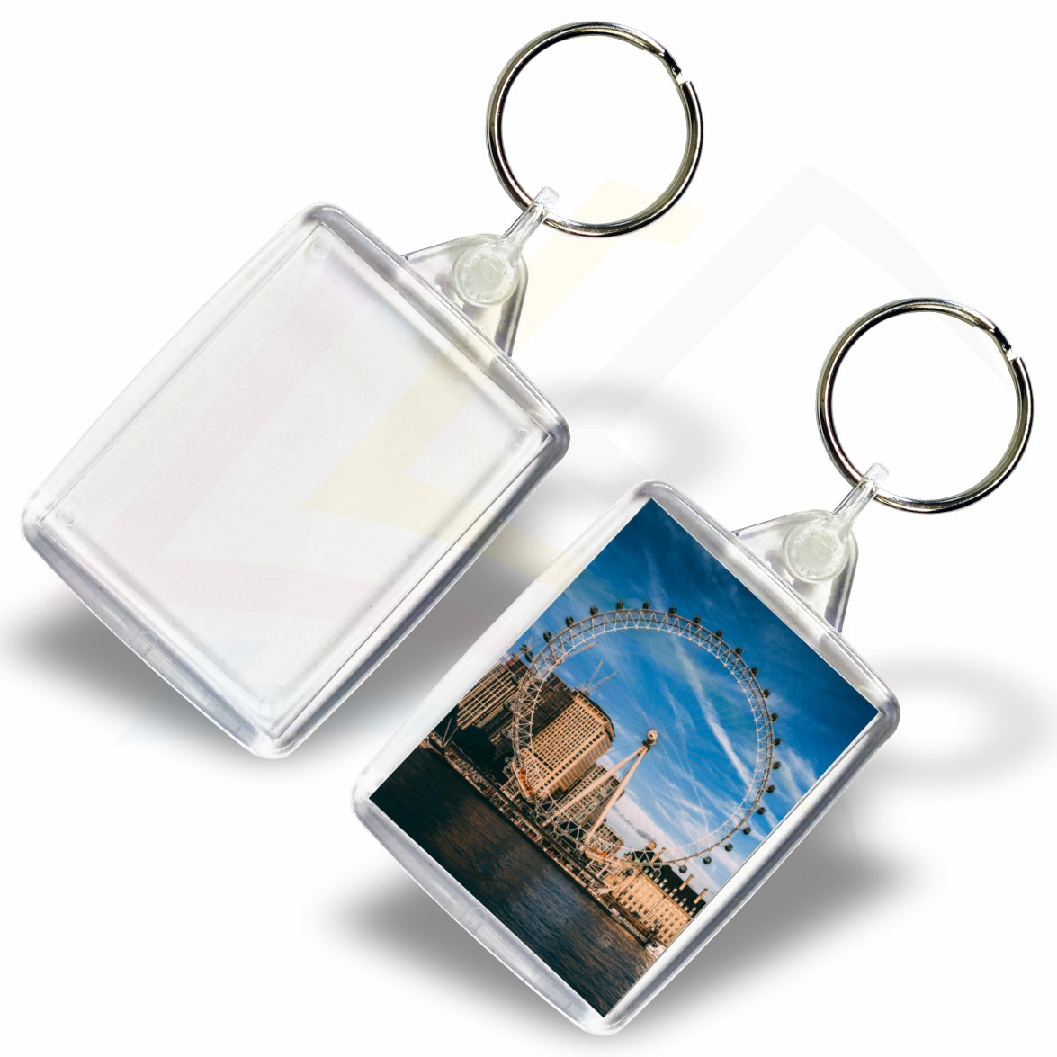 A6-10 Rectangular 45x35mm Photo Insert Acrylic Keyring - Blank or Printed - Pack of 10