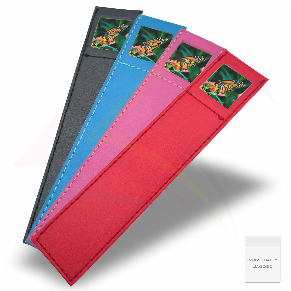 PBM1 Faux Leather Bookmark Square 25x25mm Photo Insert (Pack of 4) - Blank or Printed
