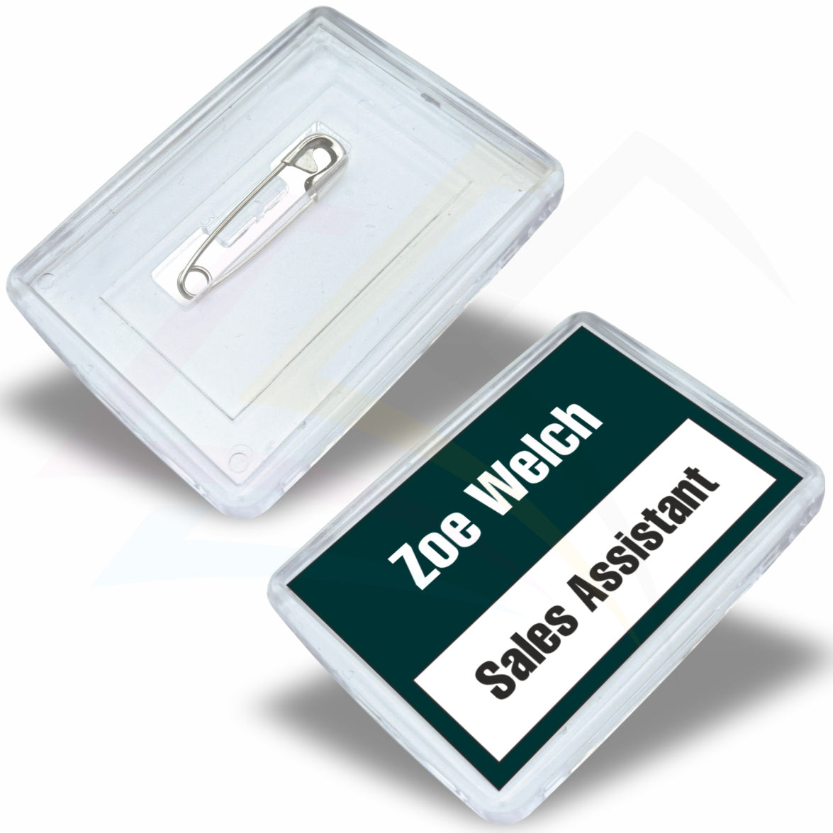 C1-B Acrylic Pin Badge Rectangular 50x35mm Photo Insert - Blank or Printed - Pack of 500