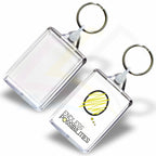 C6 Rectangular 50x35mm Photo Insert Acrylic Keyring - Blank or Printed - Pack of 50
