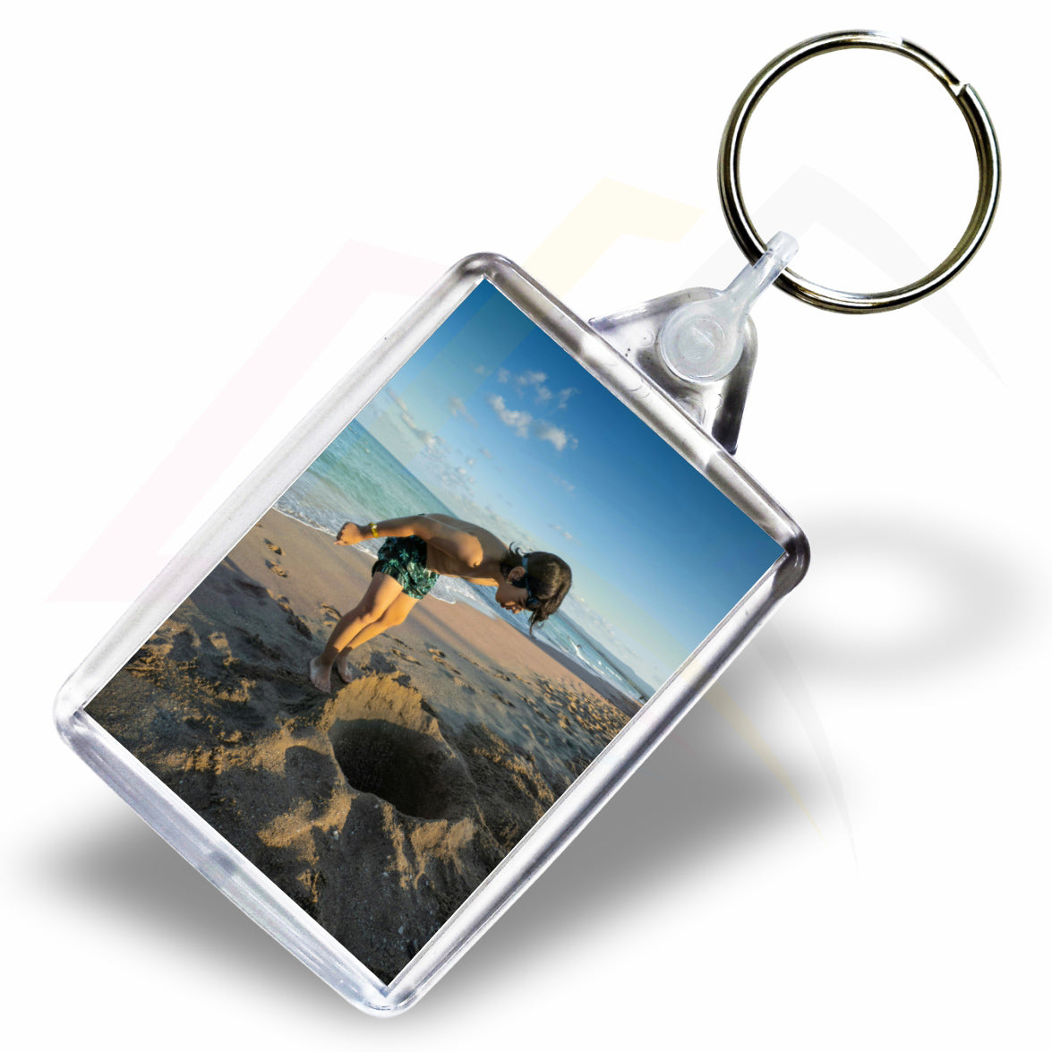 C6 Rectangular 50x35mm Photo Insert Acrylic Keyring - Blank or Printed - Pack of 50