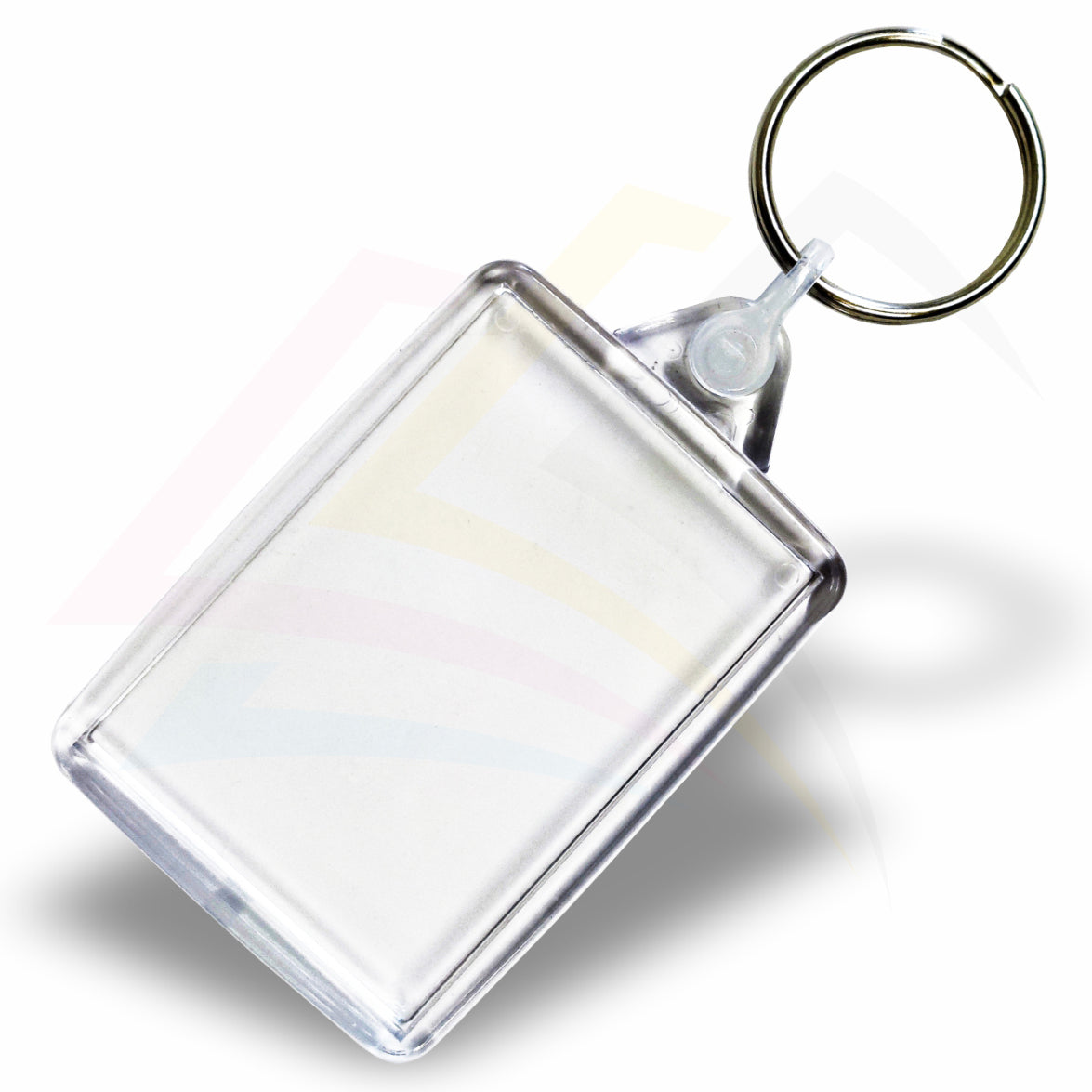 C6 Rectangular 50x35mm Photo Insert Acrylic Keyring - Blank or Printed - Pack of 50