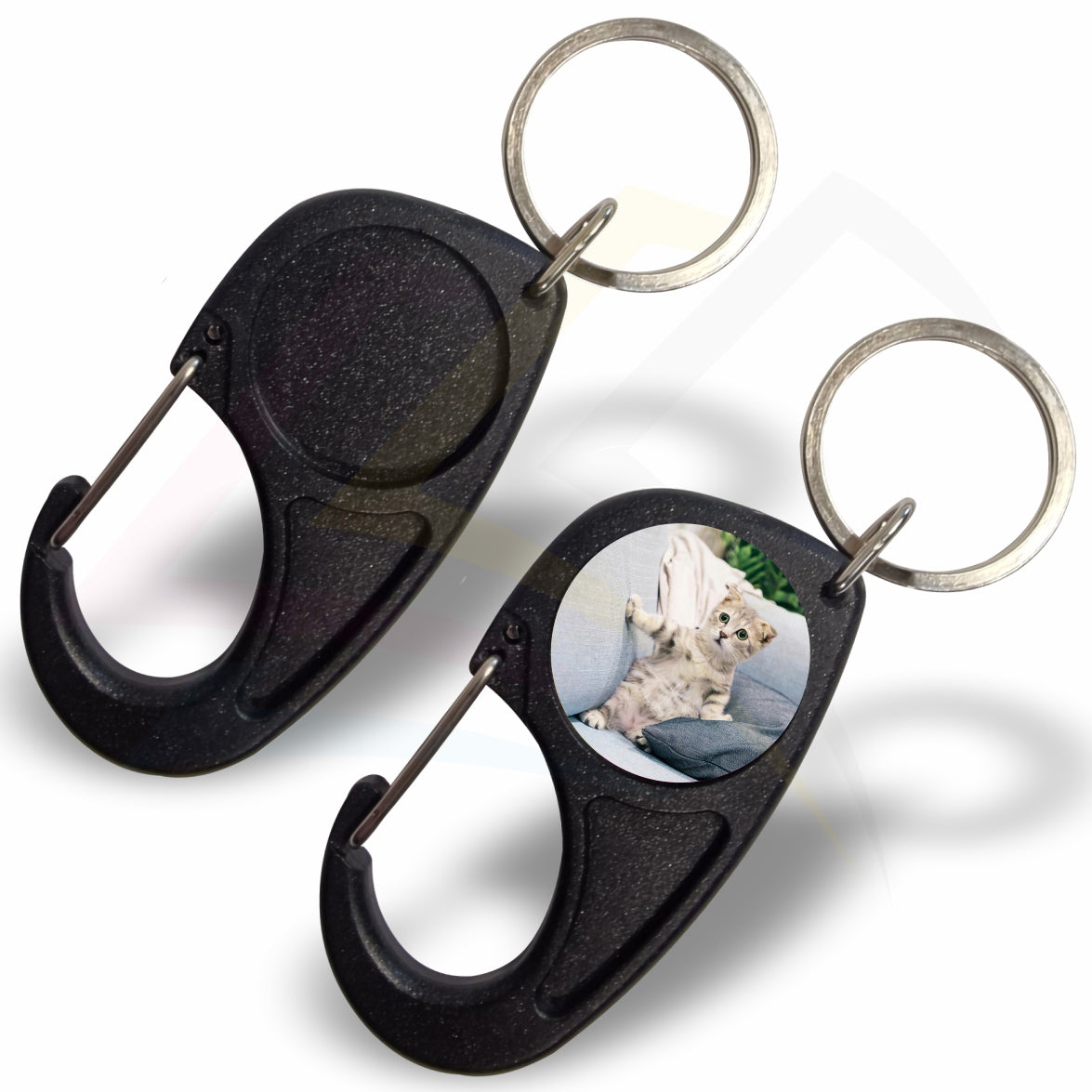 CR-MD-10 Round 25mm Photo Insert Acrylic Carabiner Keyring - Blank or Printed - Pack of 10