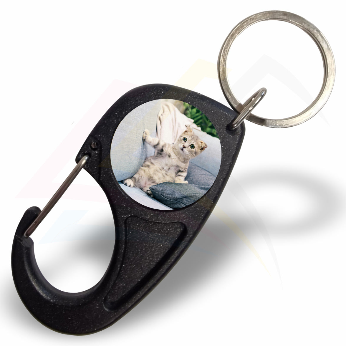 CR-MD Round 25mm Photo Insert Acrylic Carabiner Keyring - Blank or Printed - Pack of 100
