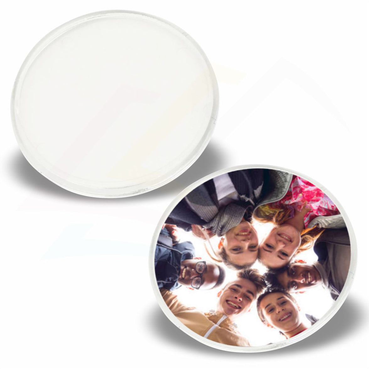 CR02-10 Round 80mm Photo Insert Acrylic Coaster - Blank or Printed - Pack of 10