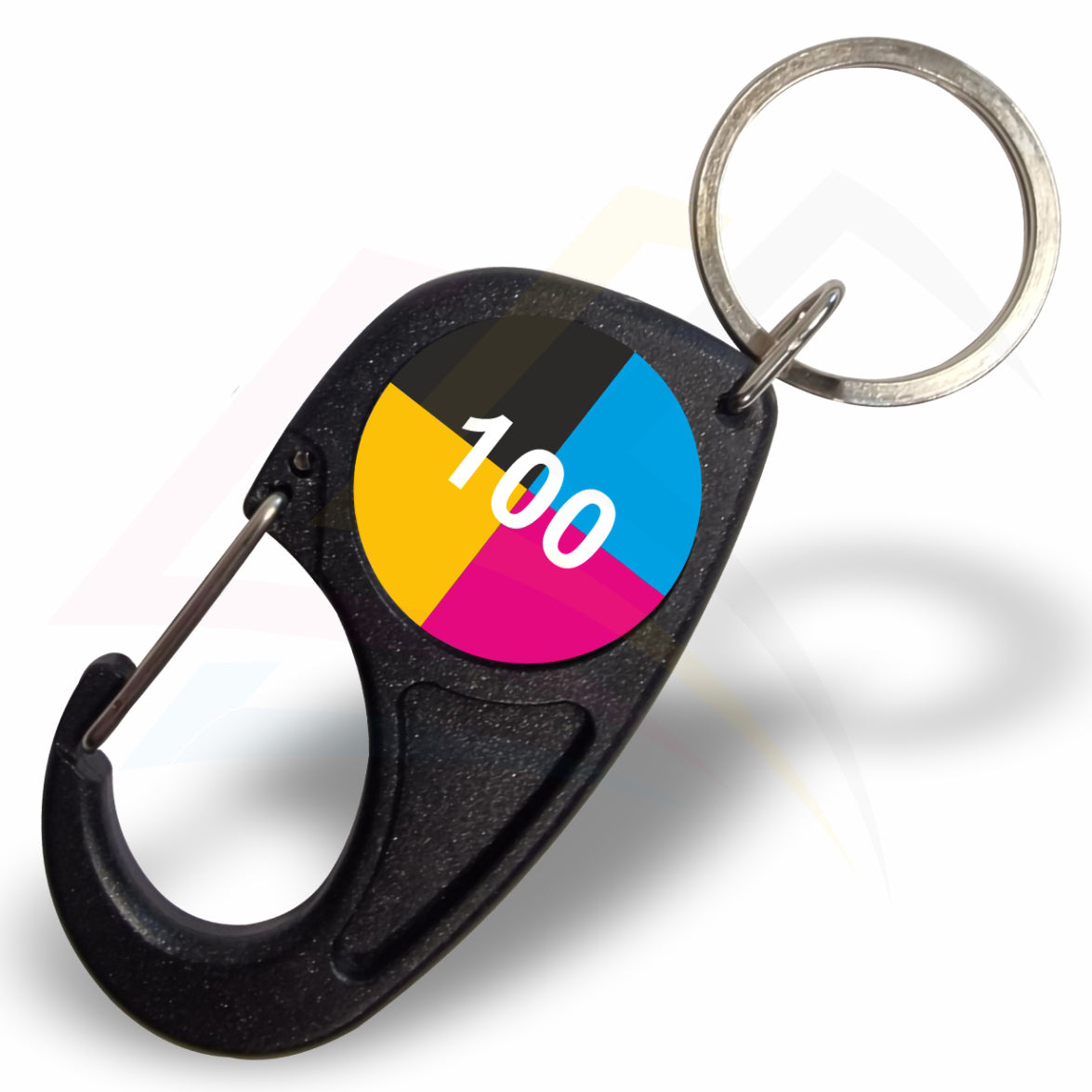 CR-MD Round 25mm Photo Insert Acrylic Carabiner Keyring - Blank or Printed - Pack of 100