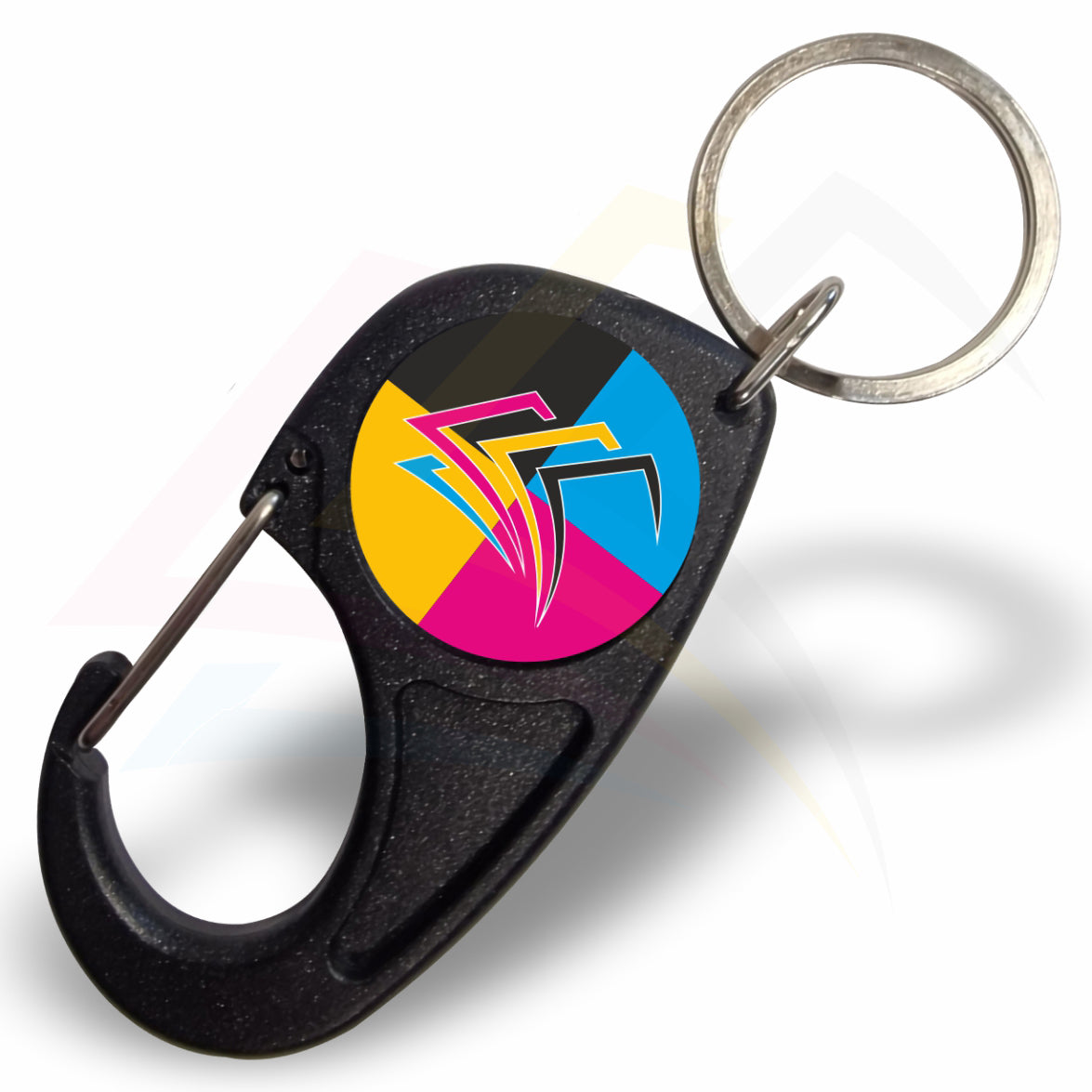 CR-MD Round 25mm Photo Insert Acrylic Carabiner Keyring - Blank or Printed - Pack of 100