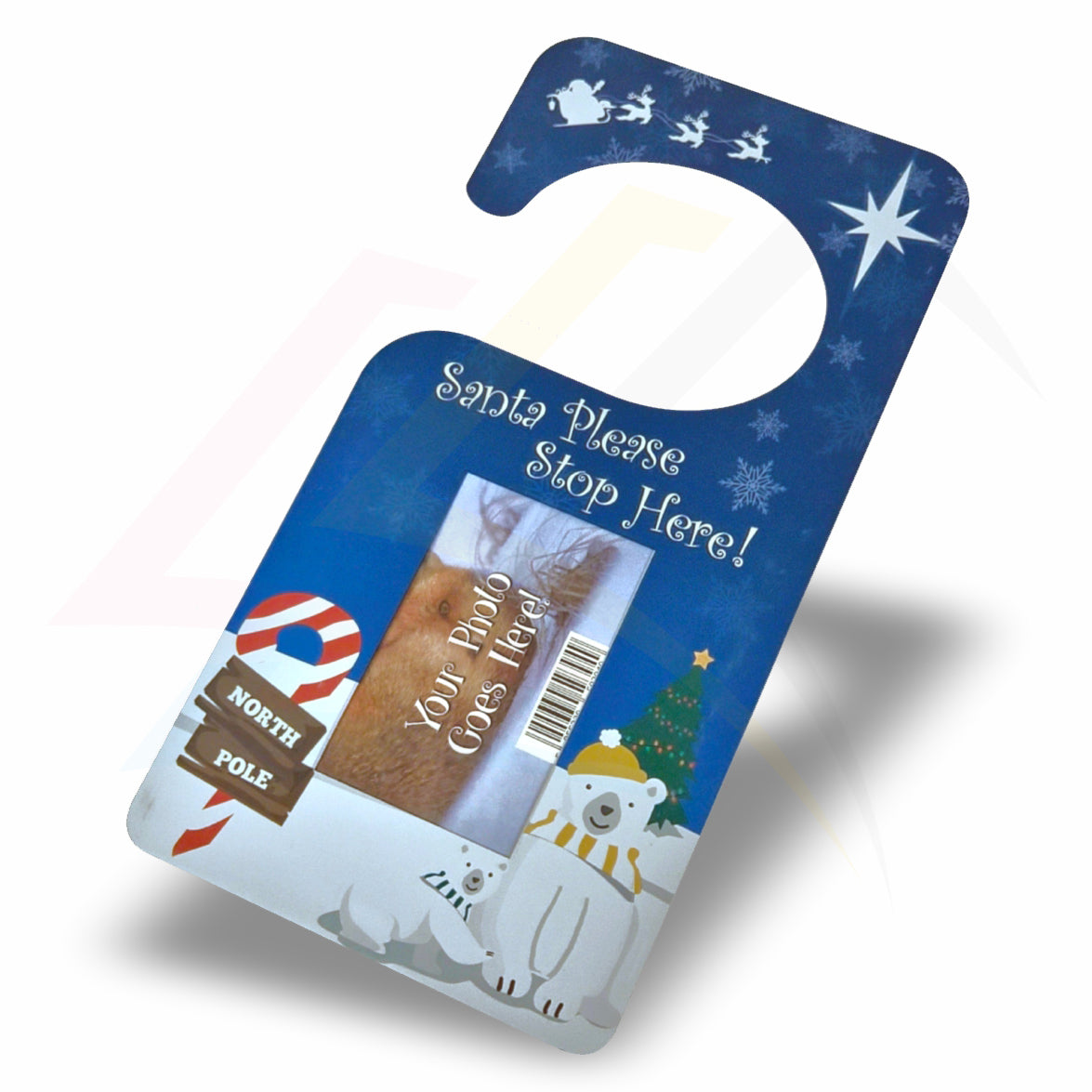 DHZ02-XS1 My Christmas Door Hanger Light Blue 70x45mm Photo Insert - Blank or Printed