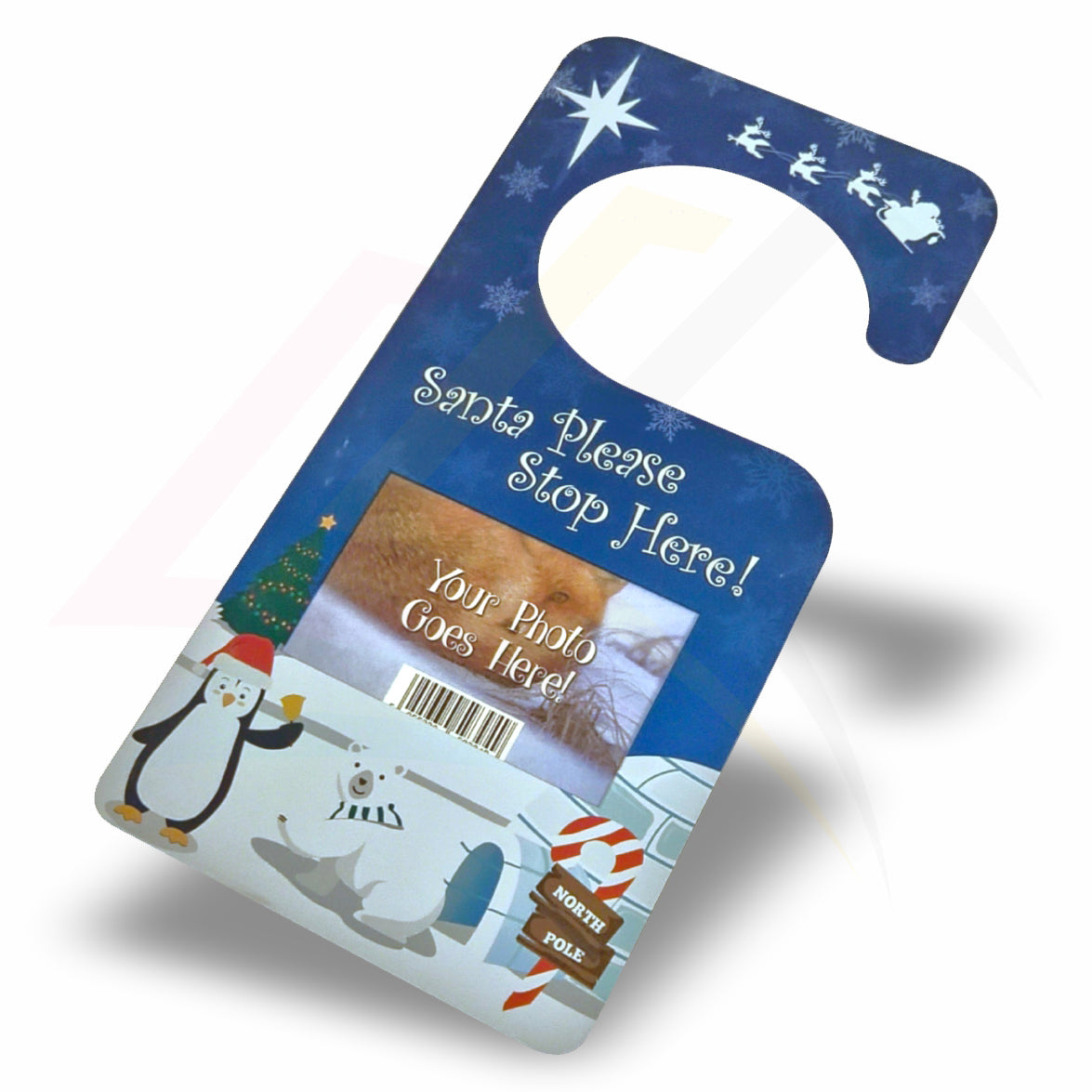 DHZ02-XS1 My Christmas Door Hanger Light Blue 70x45mm Photo Insert - Blank or Printed