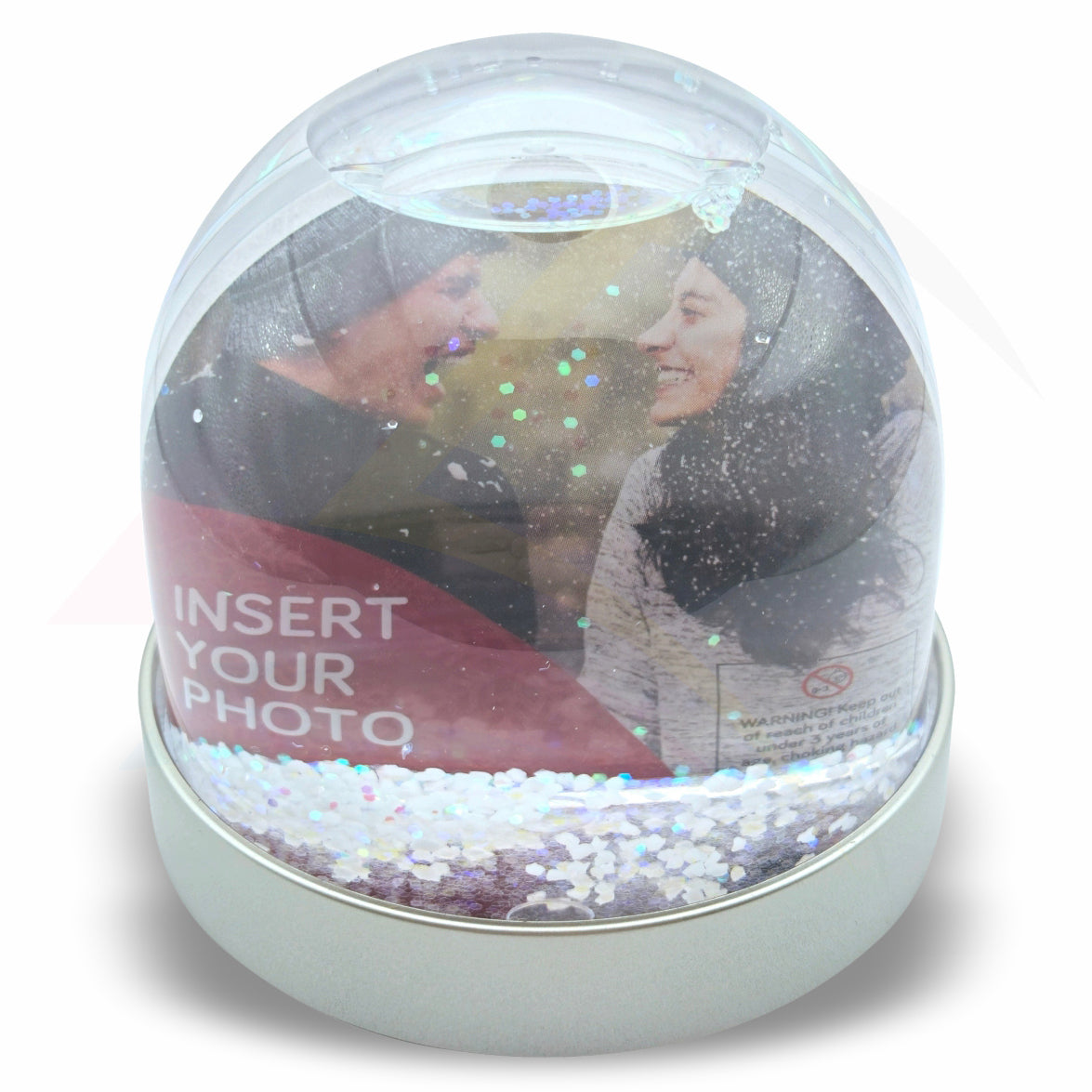 DS08 Acrylic Snow Dome with Metallic Coloured Base 70x62mm Photo Insert - Blank or Printed