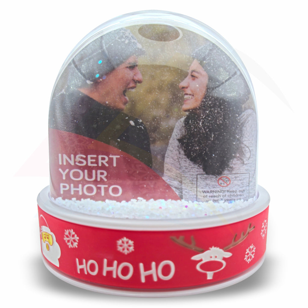 DSP01S-RD-6 Premium Acrylic Snow Dome with 3D Soft Touch Christmas Base 70x62mm Photo Insert - Blank or Printed - Pack of 6