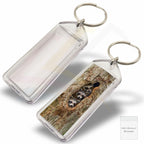 F1-IB-10 Rectangular 50x20mm Photo Insert Acrylic Keyring - Blank or Printed - Pack of 10