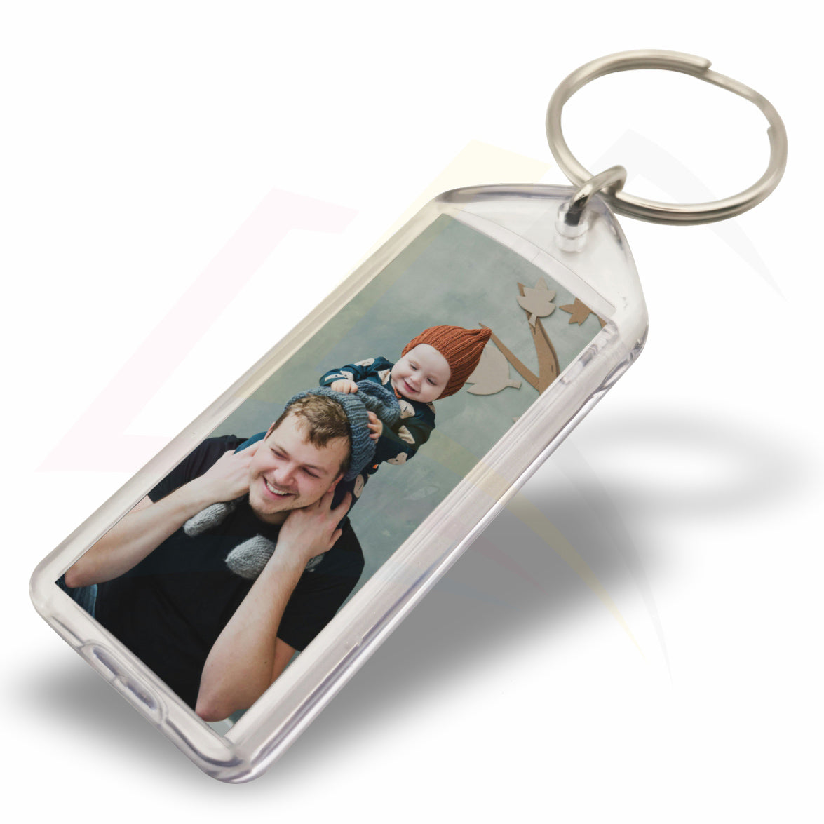 F1-IB Rectangular 50x20mm Photo Insert Acrylic Keyring - Blank or Printed - Pack of 50