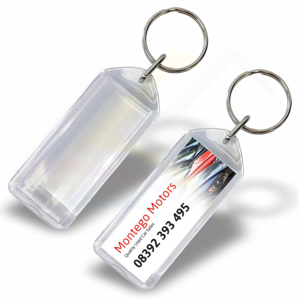 F1 (Stein) Rectangular 50x20mm Photo Insert Acrylic Keyring (Pack of 250) - Blank or Printed