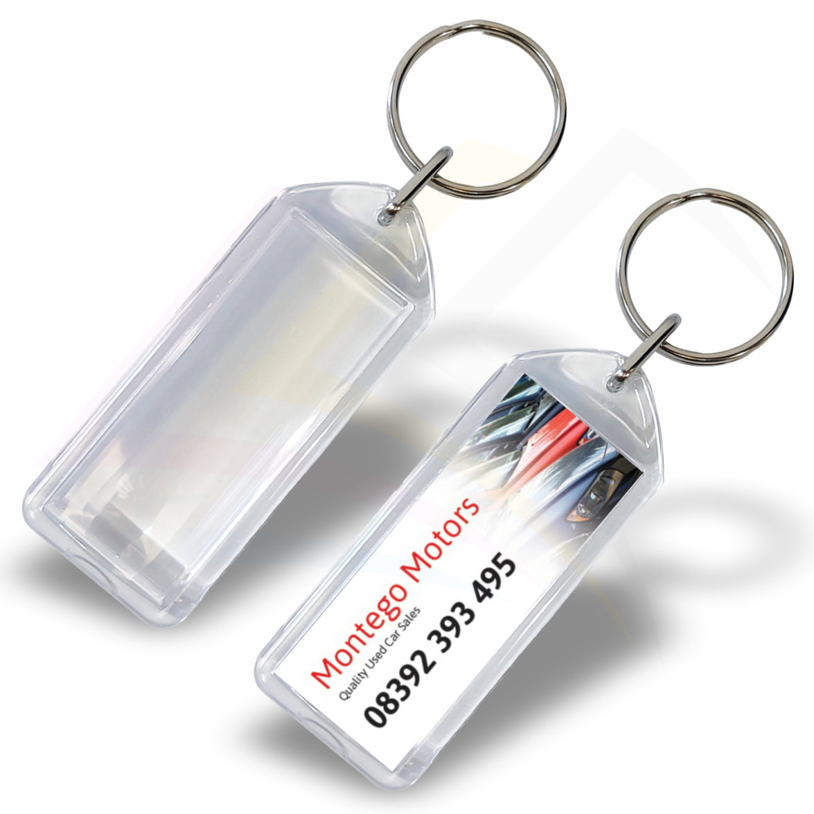 F1 (Stein) Rectangular 50x20mm Photo Insert Acrylic Keyring (Pack of 250) - Blank or Printed