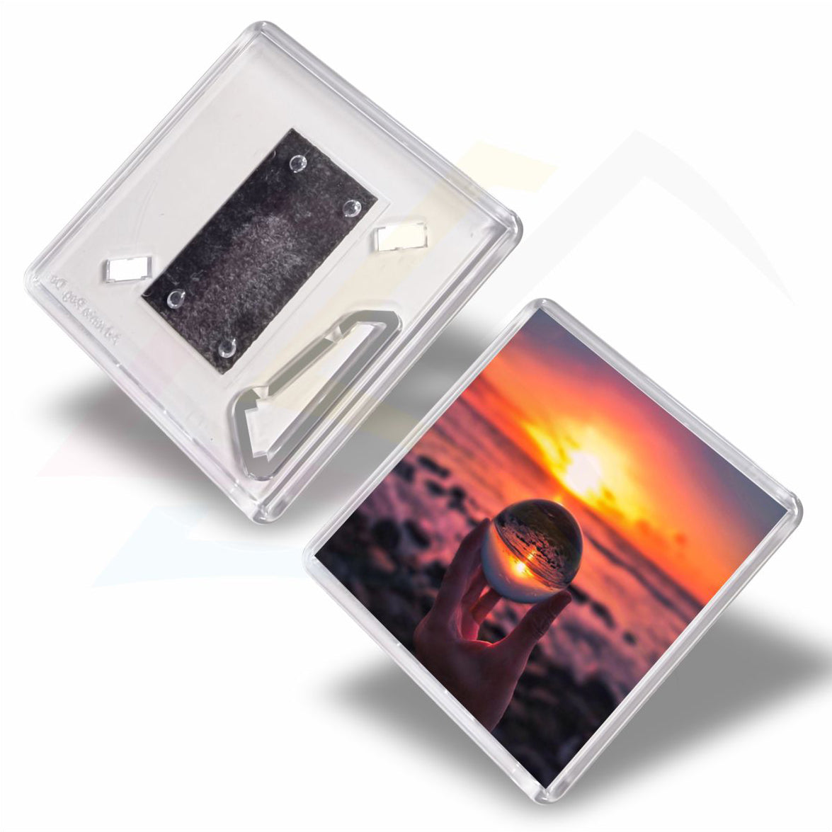 FS02-10 Acrylic Fridge Magnet Photo Frame Square 58x58mm Photo Insert - Blank or Printed - Pack of 10