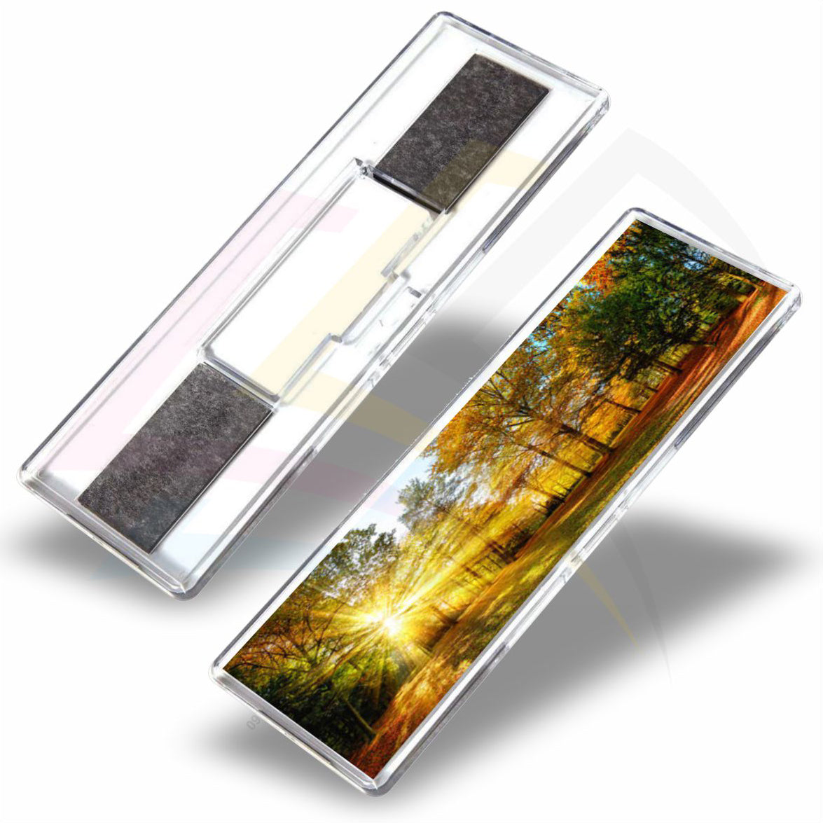 FW02-5 Panoramic Acrylic Fridge Magnet Rectangular 141x45mm Photo Insert - Blank or Printed - Pack of 5