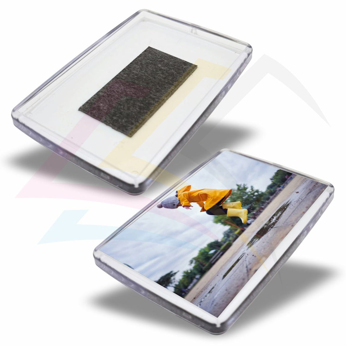 FX02-10 Acrylic Fridge Magnet Rectangular 66x44mm Photo Insert - Blank or Printed - Pack of 10