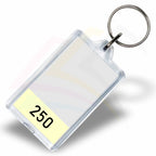 G1 Rectangular 50x30mm Photo Insert Acrylic Keyring - Blank or Printed - Pack of 50