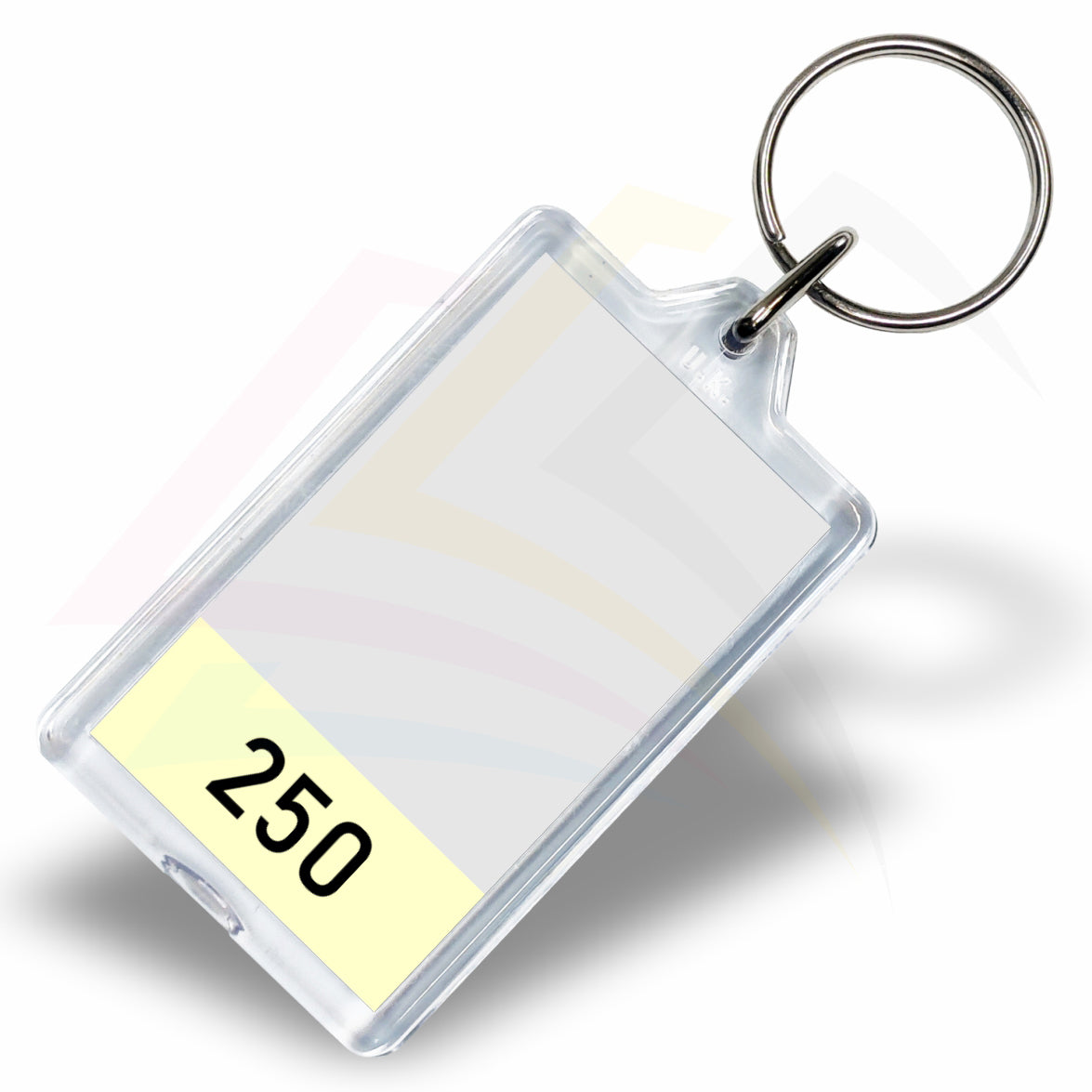 G1 Rectangular 50x30mm Photo Insert Acrylic Keyring - Blank or Printed - Pack of 50