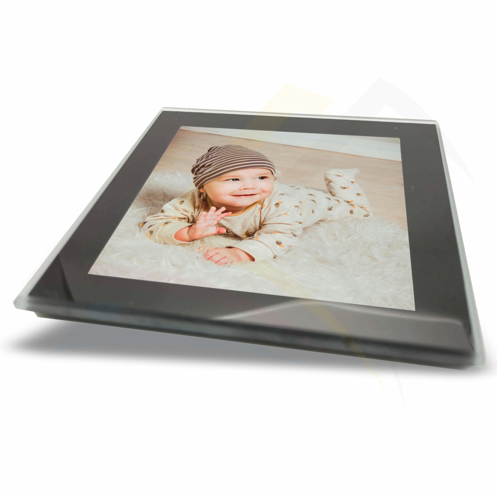 GC1-10 Glass Coaster Black or Silver 80x80mm Photo Insert - Blank or Printed - Pack of 10