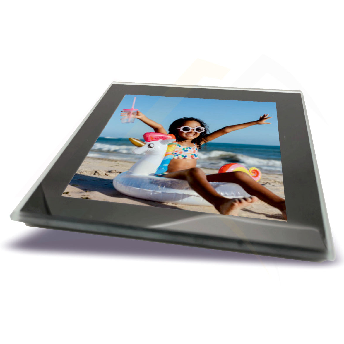 GC1 Glass Coaster Black or Silver 80x80mm Photo Insert - Blank or Printed