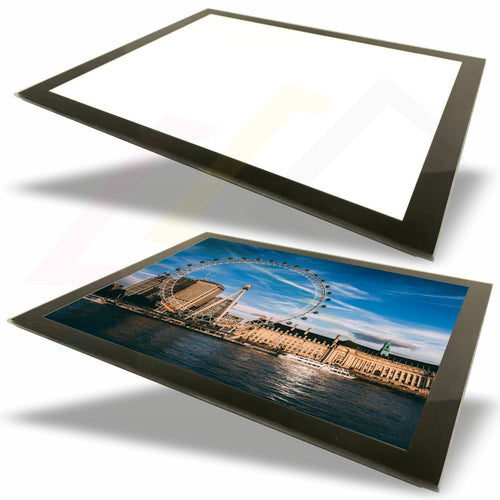GPM1 - 10 Glass Placemat Black or Silver 254x203mm Photo Insert - Blank or Printed - Pack of 10
