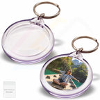 I1-IB Round 33mm Photo Insert Acrylic Keyring Individually Bagged - Blank or Printed - Pack of 50