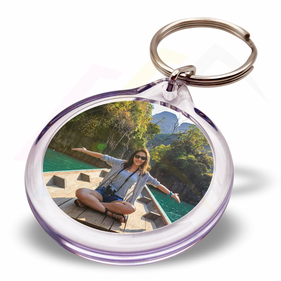 I1-IB Round 33mm Photo Insert Acrylic Keyring Individually Bagged - Blank or Printed - Pack of 50