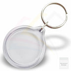 I1 - IB - Round 33mm Photo Insert Acrylic Keyring Individually Bagged - Blank