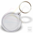 I1-IB Round 33mm Photo Insert Acrylic Keyring Individually Bagged - Blank or Printed - Pack of 50
