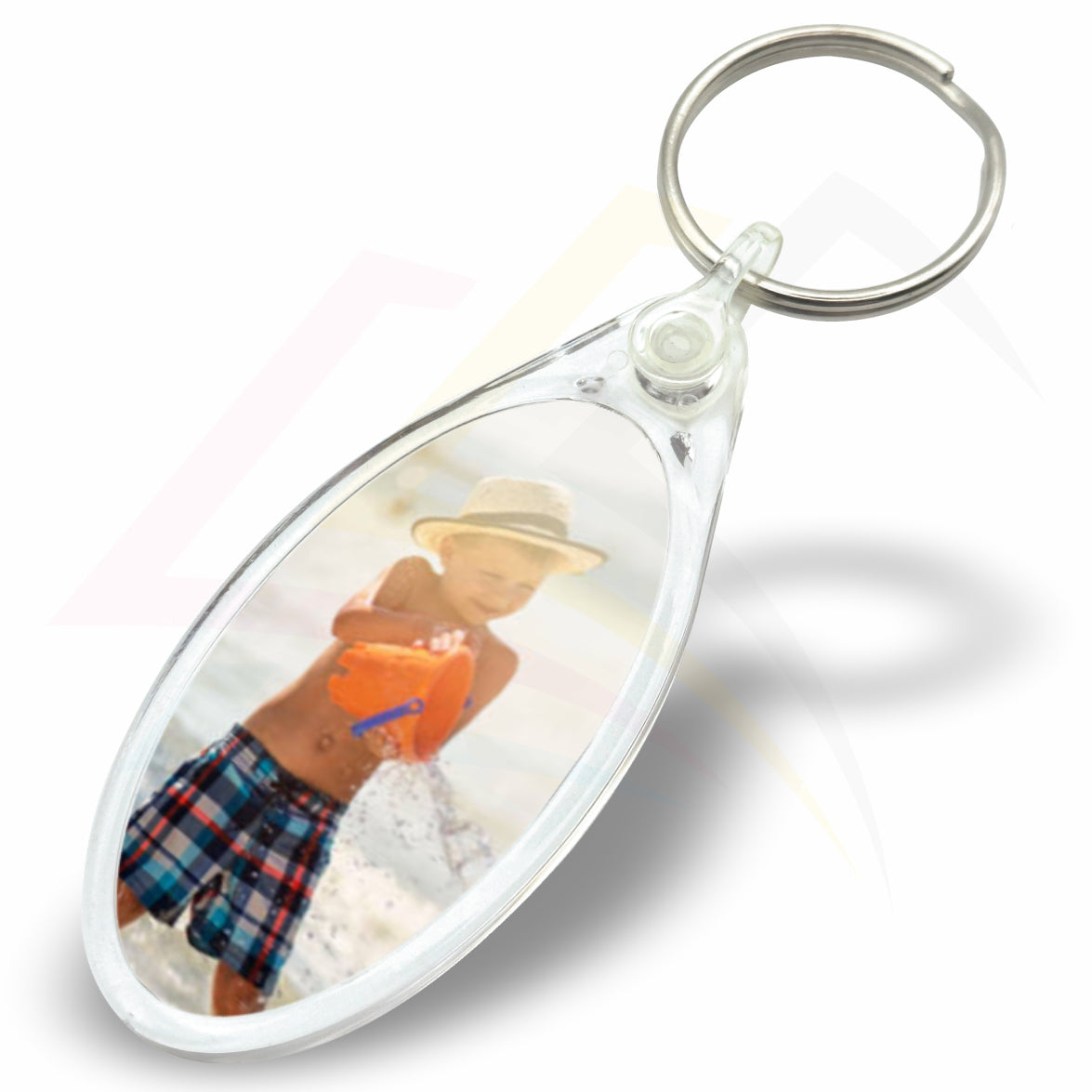IE02 Ellipse 50x25mm Photo Insert Acrylic Keyring - Blank - Pack of 50
