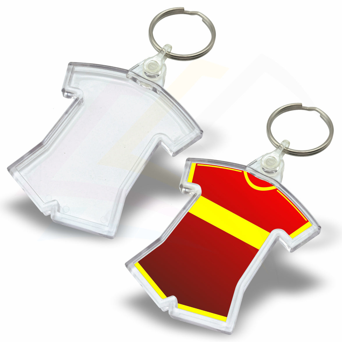 IF02-10 Shirt & Shorts 53x48mm Photo Insert Sports Acrylic Keyring - Blank or Printed - Pack of 10