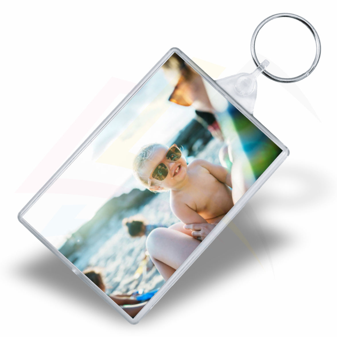 IQ02 Rectangular 76x51mm Photo Insert Acrylic Keyring - Blank or Printed - Pack of 50