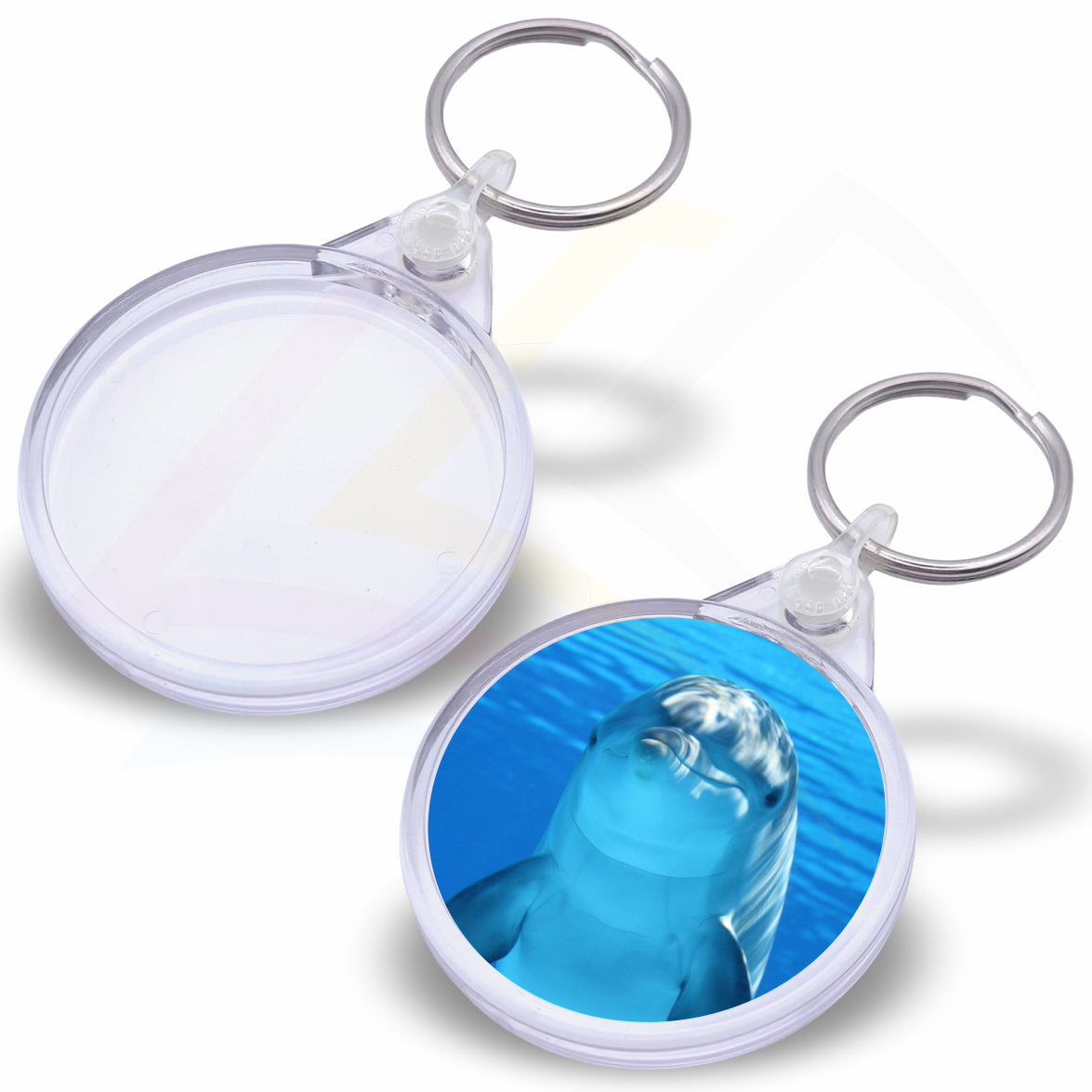 IR02-10 Round 38mm Photo Insert Acrylic Keyring - Blank or Printed - Pack of 10