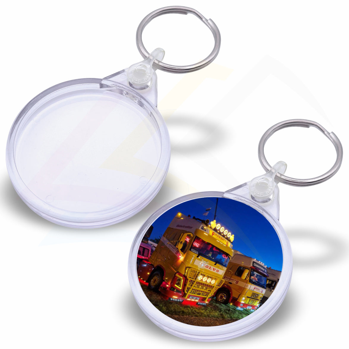 IR02 Round 38mm Photo Insert Acrylic Keyring - Blank or Printed - Pack of 50