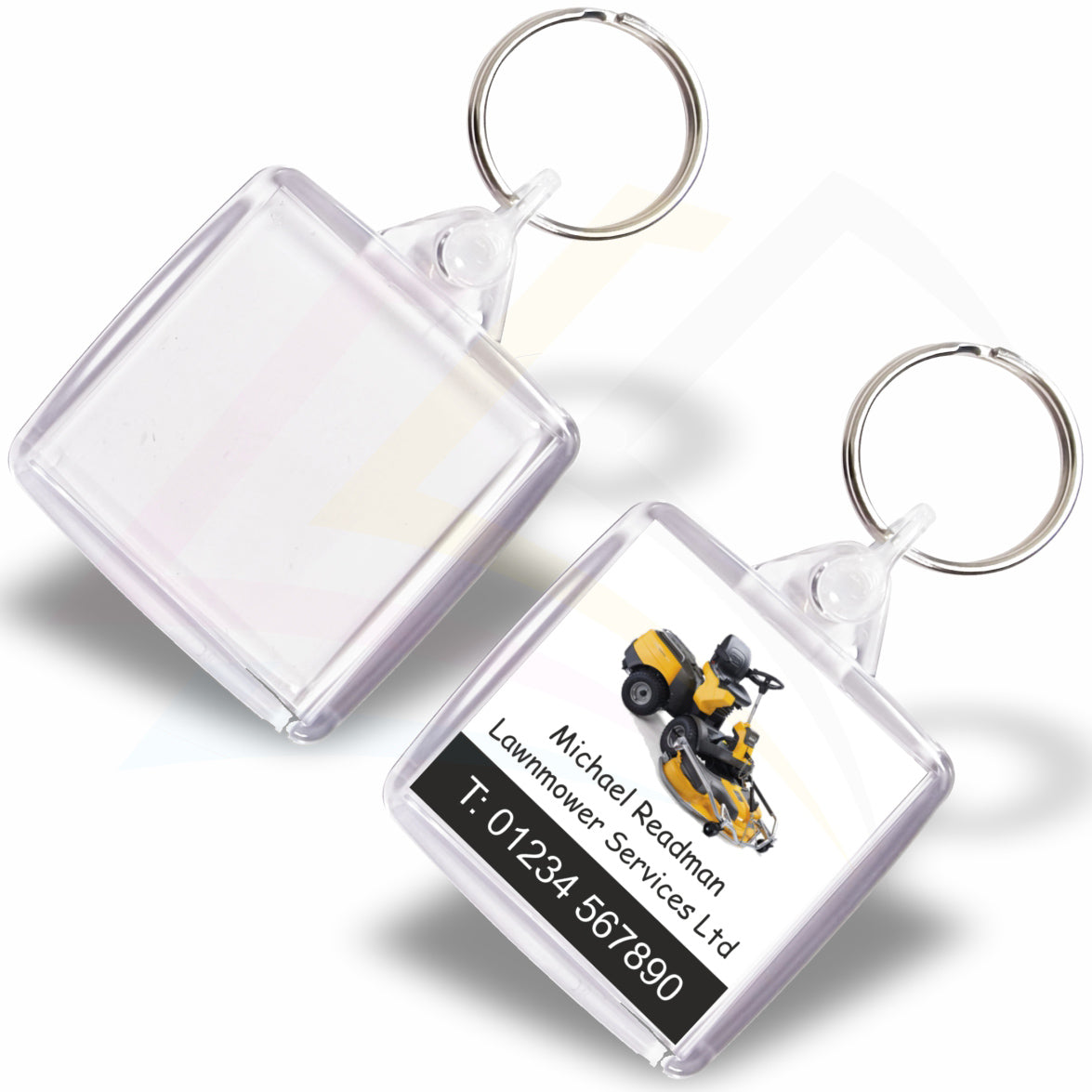 IS02 Square 38x38mm Photo Insert Acrylic Keyring - Blank or Printed - Pack of 50