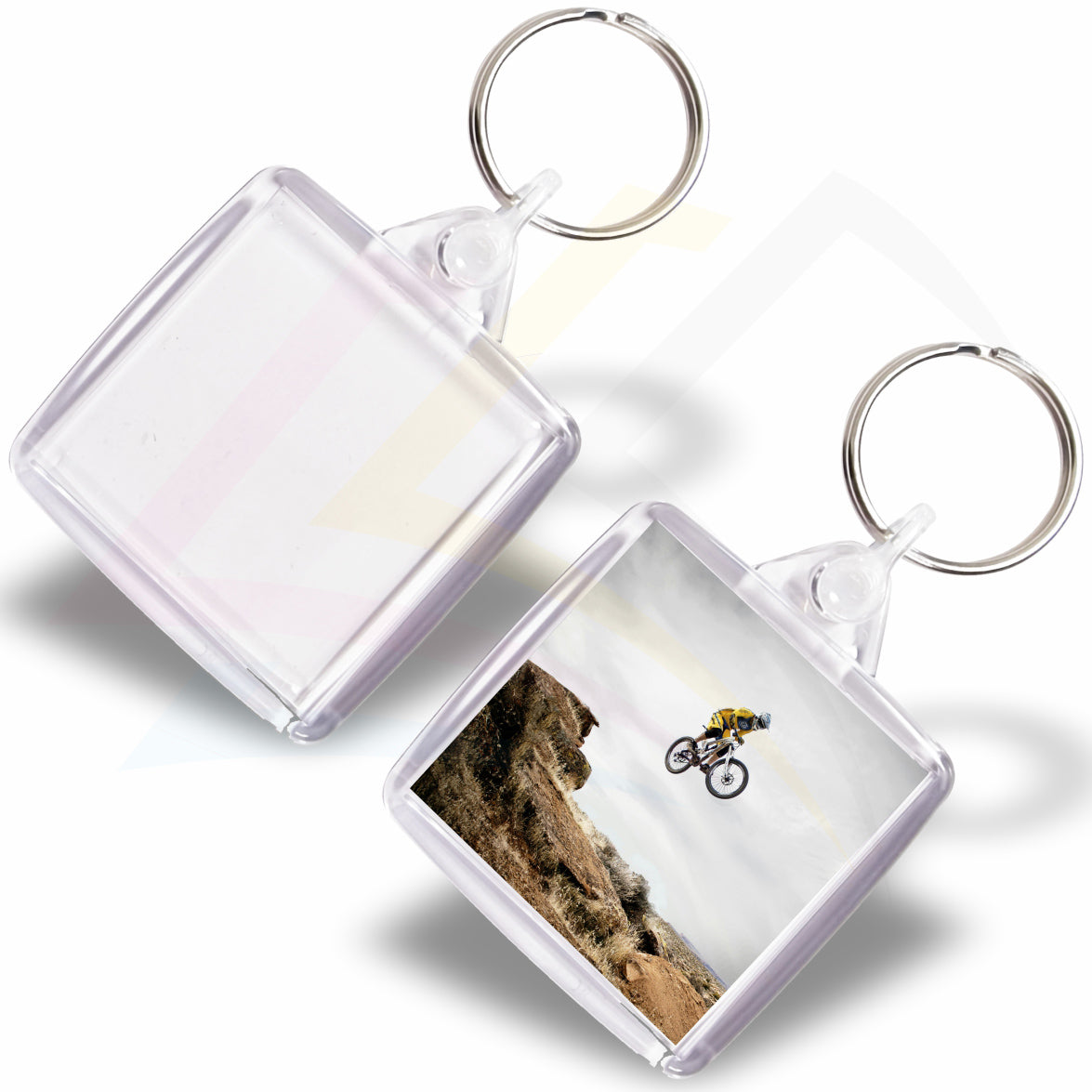 IS02-10 Square 38x38mm Photo Insert Acrylic Keyring - Blank or Printed - Pack of 10