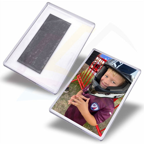JM1 - 10 Jumbo Acrylic Fridge Magnet Rectangular 90x60mm Photo Insert - Blank or Printed - Pack of 10