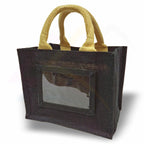 JS46 Mini Jute Bag Pink, Black, Natural - 152x102mm Photo Insert - Blank or Printed