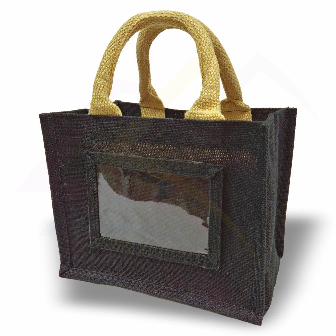 JS46 Mini Jute Bag Pink, Black, Natural - 152x102mm Photo Insert - Blank or Printed