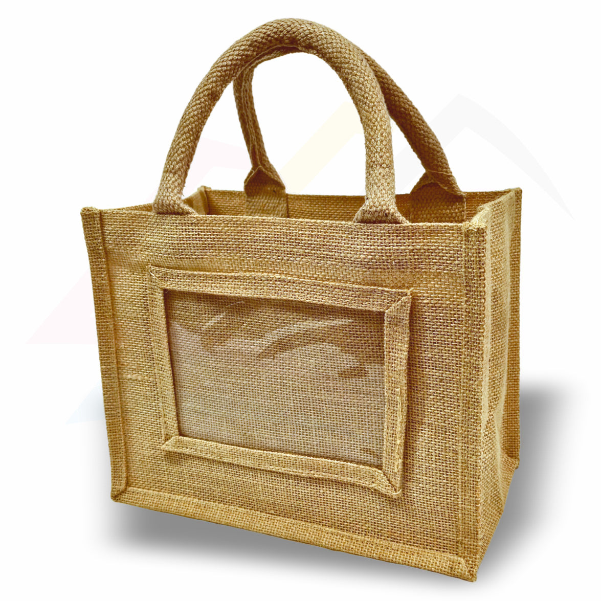 JS46 Mini Jute Bag Pink, Black, Natural - 152x102mm Photo Insert - Blank or Printed