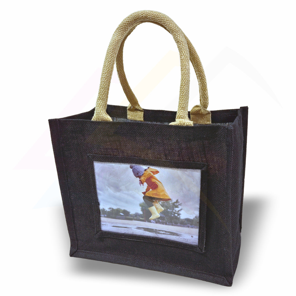 JS68 Medium Jute Bag Pink, Black, Natural - 203x152mm Photo Insert - Blank or Printed