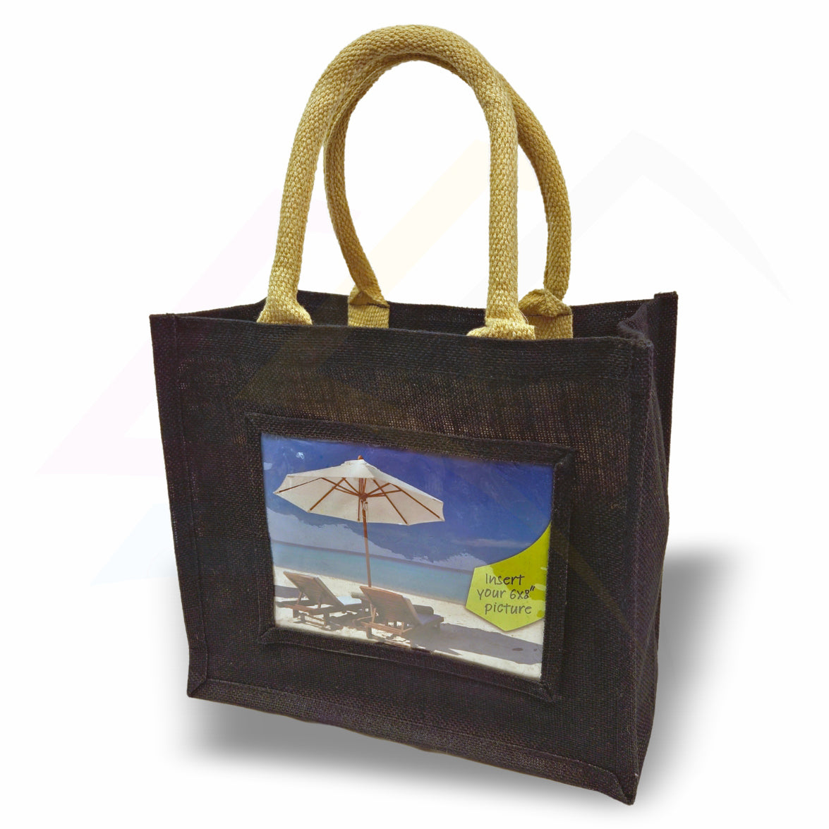 JS68 Medium Jute Bag Pink, Black, Natural - 203x152mm Photo Insert - Blank or Printed