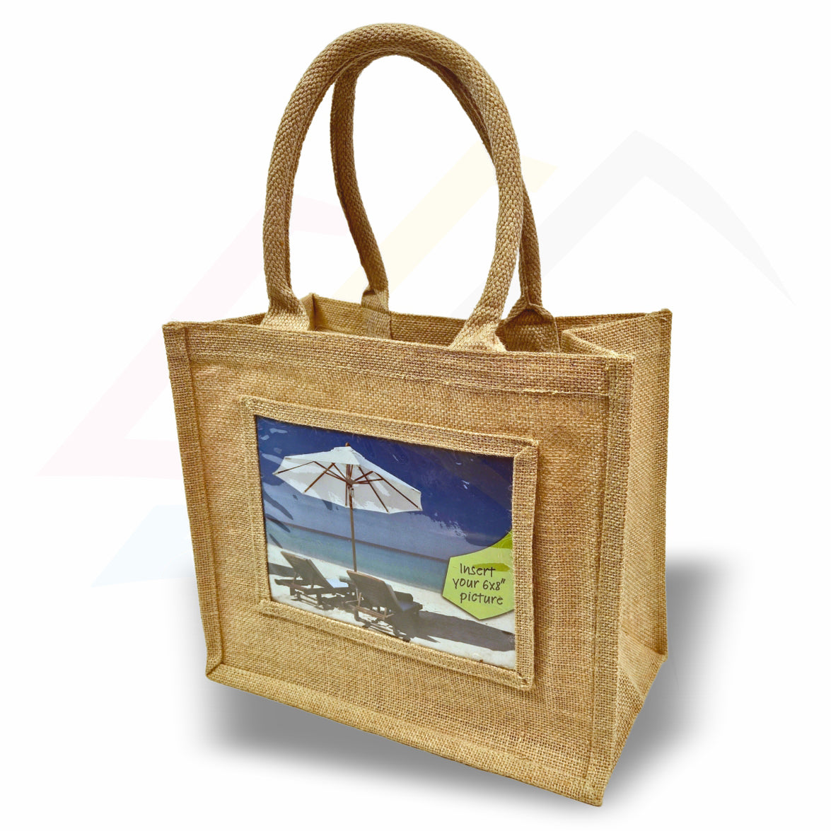 JS68 Medium Jute Bag Pink, Black, Natural - 203x152mm Photo Insert - Blank or Printed