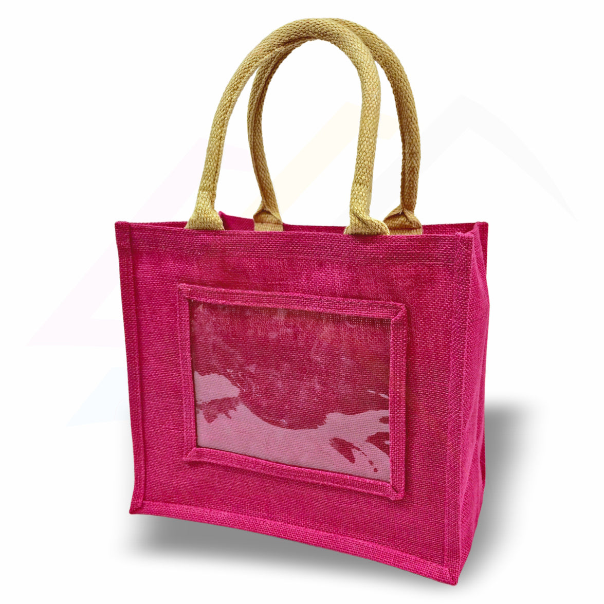 JS68 Medium Jute Bag Pink, Black, Natural - 203x152mm Photo Insert - Blank or Printed
